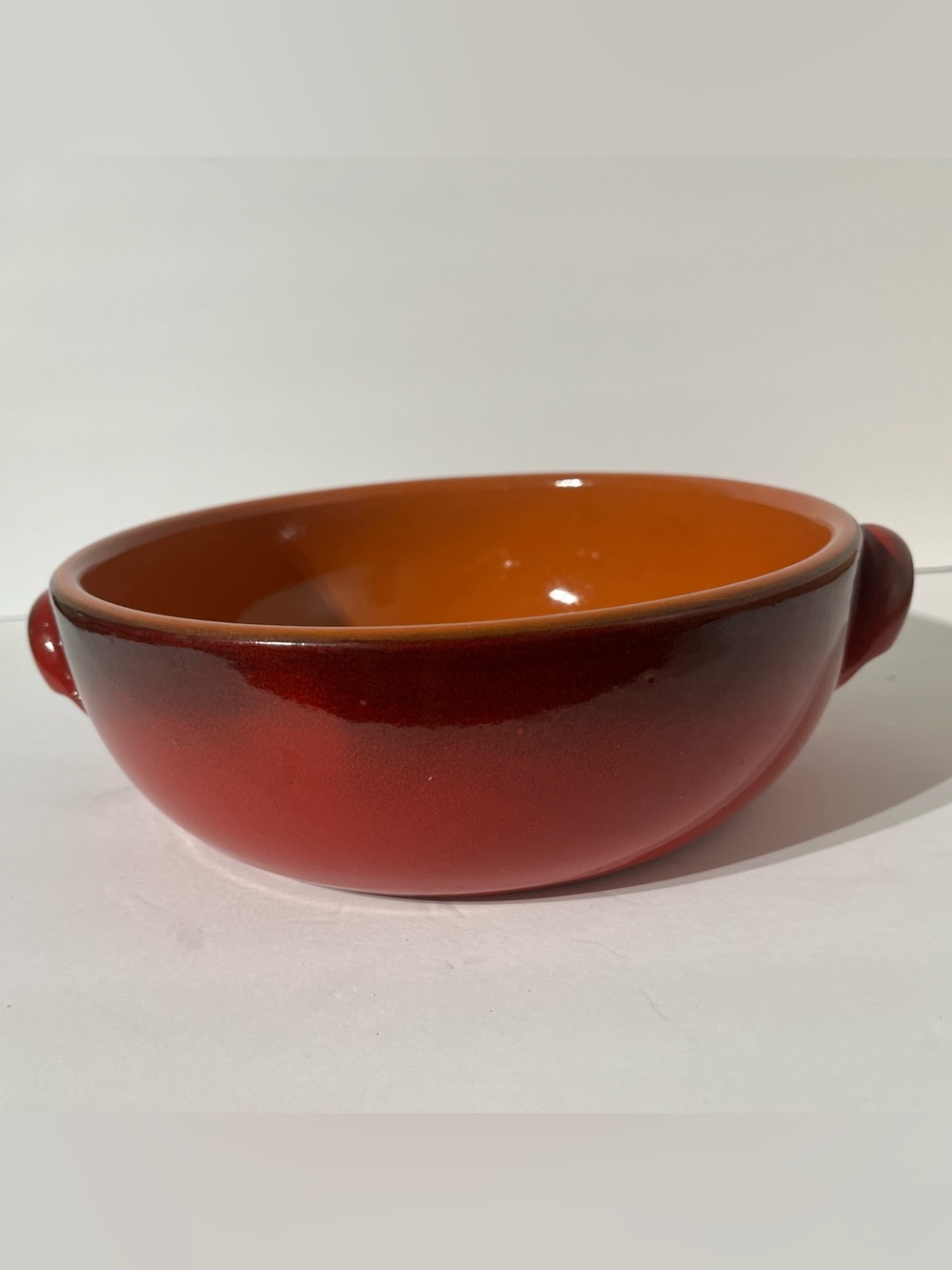 Vintage DE SILVA Italy Red Glazed Terracotta Double Handled Casserole Dish/Bowl
